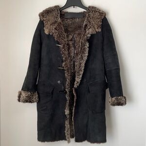 Donna Karan Lambskin Shearling Leather Coat Made In Italy Size Medium